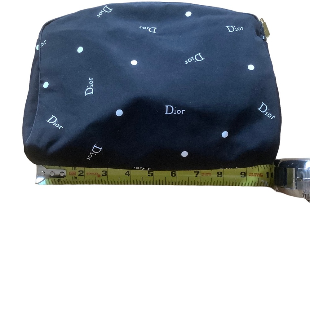 Dior vintage 80s makeup bag pouch and accessories canvas black polka dot pattern - Picture 6 of 8